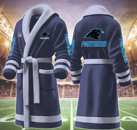 [SPECIAL OFFER] NEW CUSTOMIZED NFL23 CLP CAROLINA PANTHERS MULTICOLOR FLEECE BATHROBE