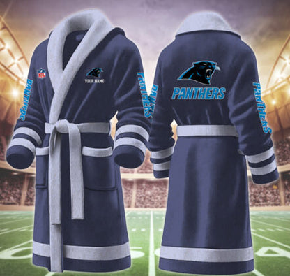 [SPECIAL OFFER] NEW CUSTOMIZED NFL23 CLP CAROLINA PANTHERS MULTICOLOR FLEECE BATHROBE