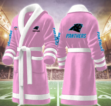 [SPECIAL OFFER] NEW CUSTOMIZED NFL23 CLP CAROLINA PANTHERS MULTICOLOR FLEECE BATHROBE