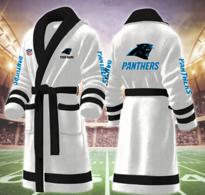 [SPECIAL OFFER] NEW CUSTOMIZED NFL23 CLP CAROLINA PANTHERS MULTICOLOR FLEECE BATHROBE