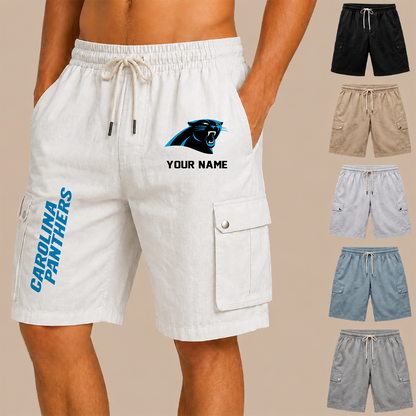 [SPECIAL OFFER] NEW CUSTOMIZED NFL23 CLP CAROLINA PANTHERS MEN'S DRAWSTRING CARGO SHORTS