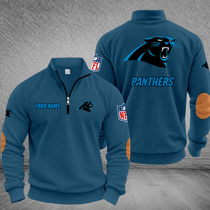 [SPECIAL OFFER] NEW CUSTOMIZED NFL23 CLP CAROLINA PANTHERS MULTICOLOR STRIPED QUATER ZIP SWEATSHIRT