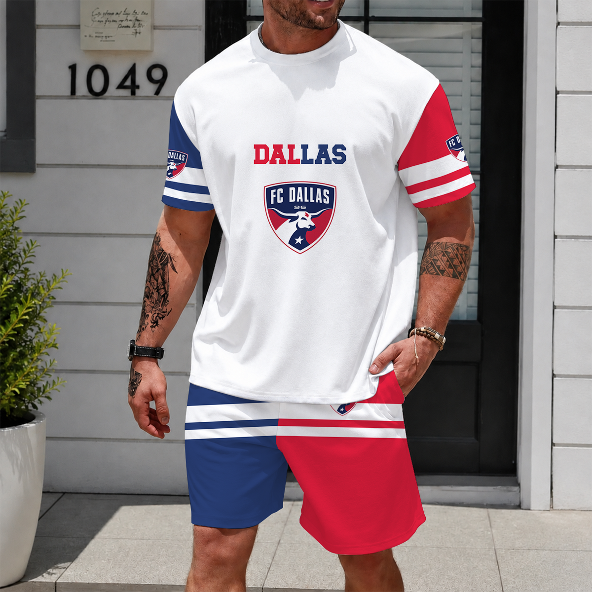 [FAN EXCLUSIVE] NEW CUSTOMIZED MLS23 FCD FC DALLAS UNISEX T-SHIRT & SHORTS SET