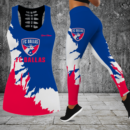 [FAN EXCLUSIVE] NEW CUSTOMIZED MLS23 FCD FC DALLAS HOLLOW TANK TOP & LEGGINGS SET