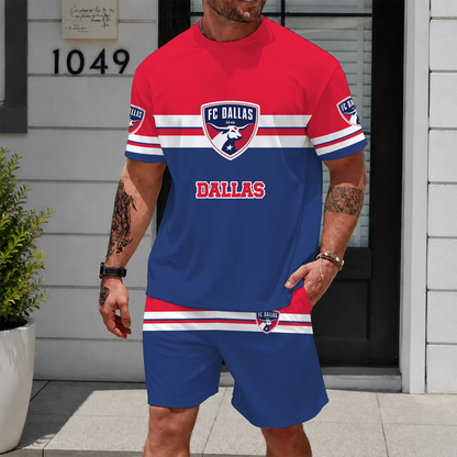 [FAN EXCLUSIVE] NEW CUSTOMIZED MLS23 FCD FC DALLAS UNISEX T-SHIRT & SHORTS SET