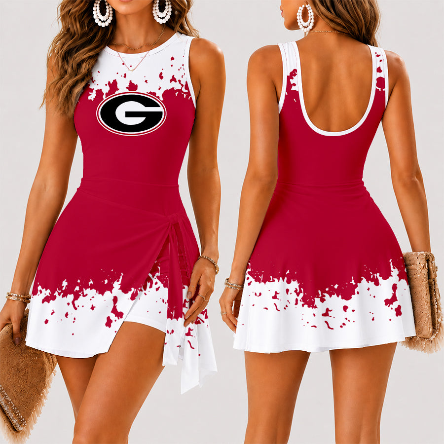 [FAN FAVORITE] NEW CUSTOMIZED NCAA CWS23 GEB GEORGIA BULLDOGS WOMEN'S SUMMER SKORT DRESS
