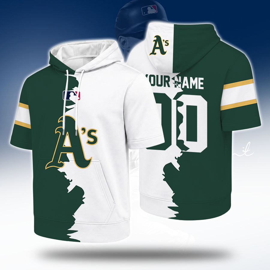 [FLASH SALE] NEW CUSTOMIZED MLB23 OAS OAKLAND ATHLETICS SHORT SLEEVE HOODIE