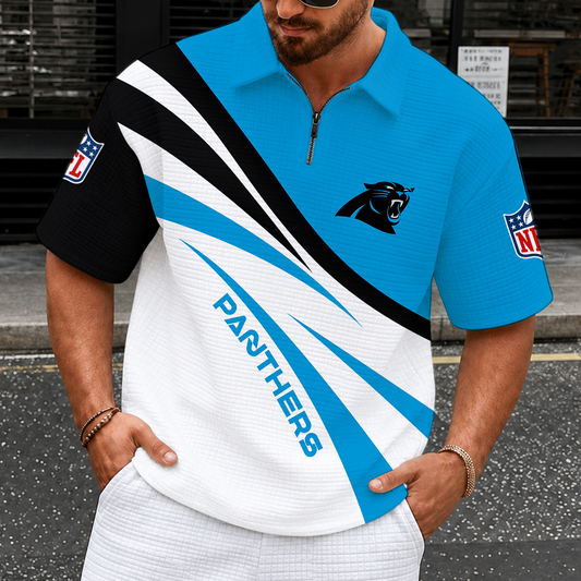 [SPECIAL OFFER] NEW CUSTOMIZED NFL23 CLP CAROLINA PANTHERS QUARTER-ZIP POLO SHIRT