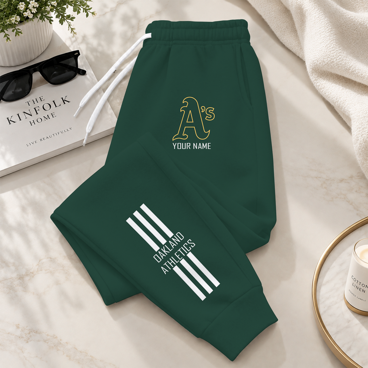 [FLASH SALE] NEW CUSTOMIZED MLB23 OAS OAKLAND ATHLETICS SWEATPANTS