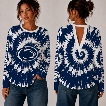 [FAN FAVORITE] NEW CUSTOMIZED NCAA FBS23 PNL PENN STATE NITTANY LIONS WOMEN'S BACK V-CUT LONG-SLEEVE SHIRT