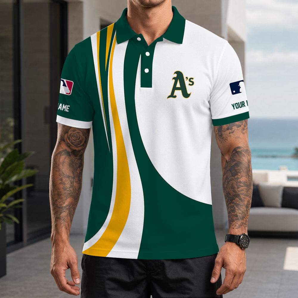 [FLASH SALE] NEW CUSTOMIZED MLB23 OAS OAKLAND ATHLETICS POLO SHIRT