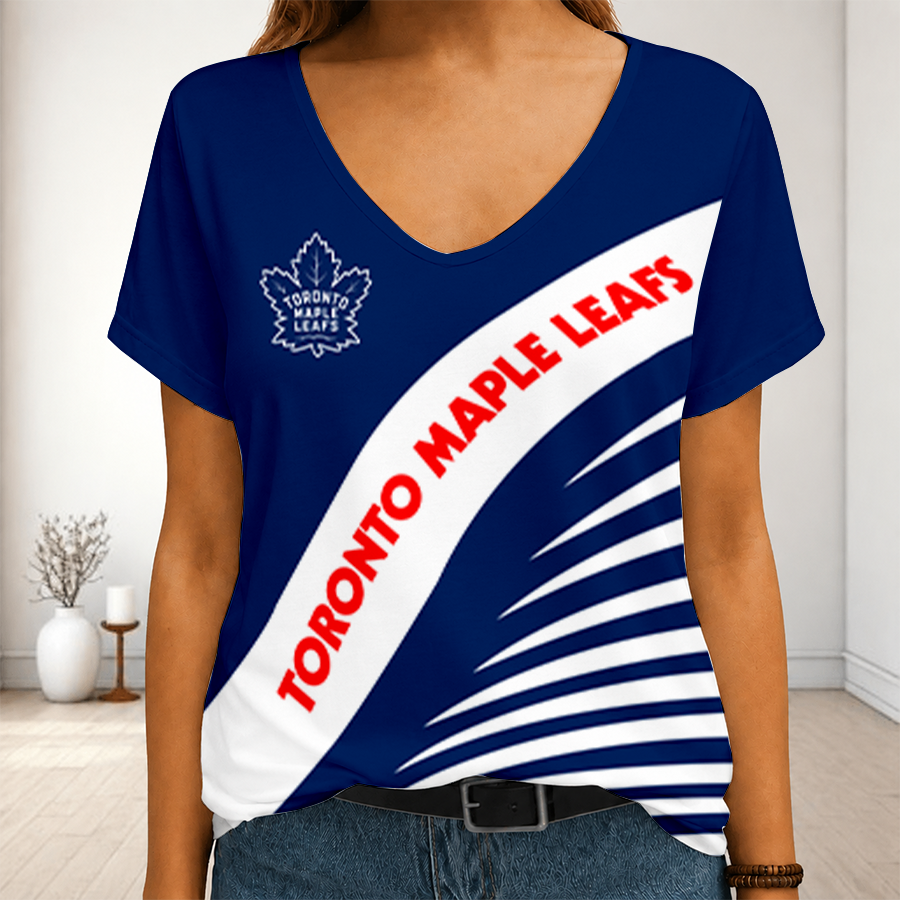 [SUPER SALE] NEW CUSTOMIZED NHL23 TML TORONTO MAPLE LEAFS V-NECK FEMALE SHIRT