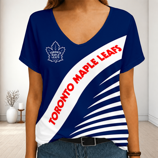 [SUPER SALE] NEW CUSTOMIZED NHL23 TML TORONTO MAPLE LEAFS V-NECK FEMALE SHIRT