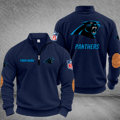 [SPECIAL OFFER] NEW CUSTOMIZED NFL23 CLP CAROLINA PANTHERS MULTICOLOR STRIPED QUATER ZIP SWEATSHIRT