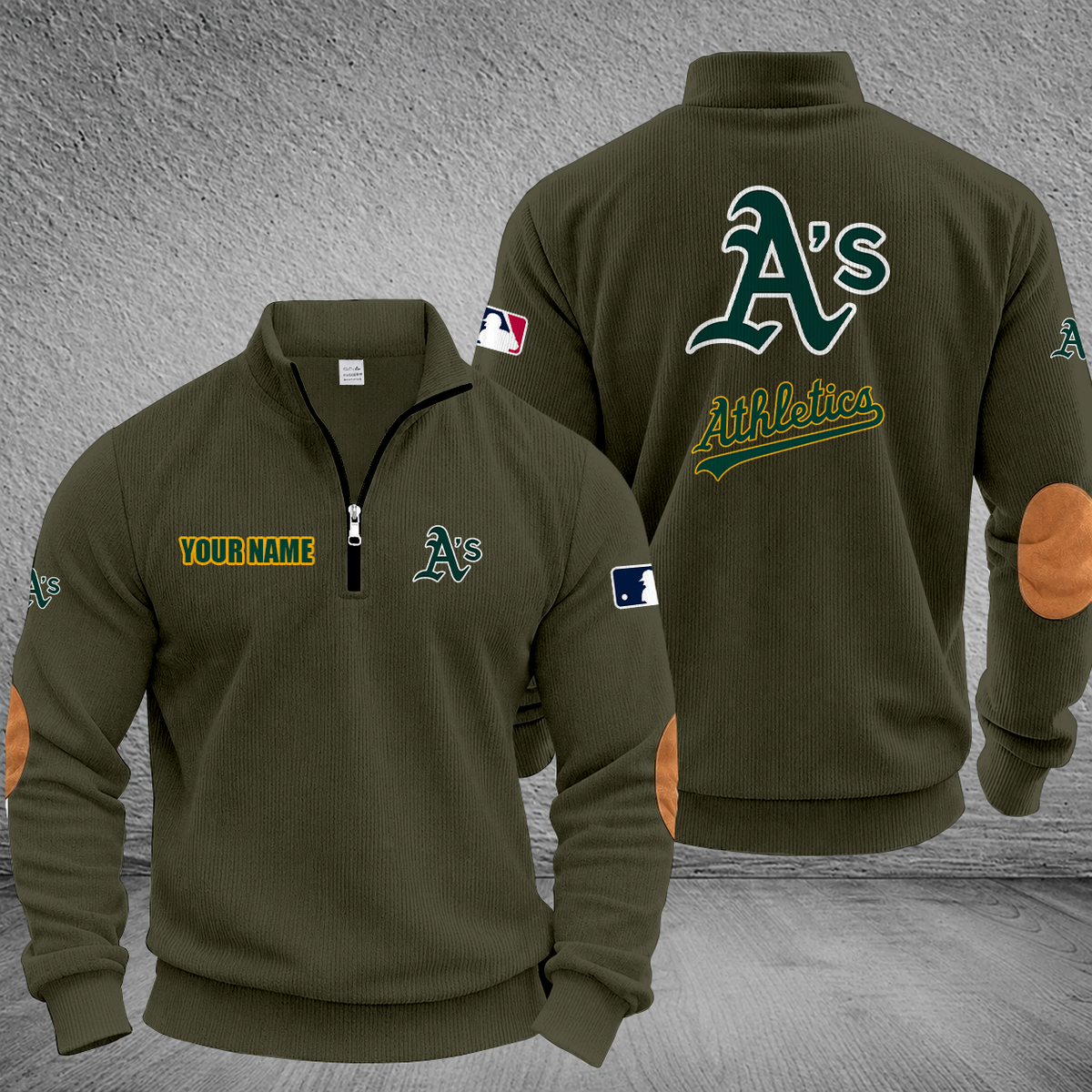 [FLASH SALE] NEW CUSTOMIZED MLB23 OAS OAKLAND ATHLETICS MULTICOLOR STRIPED QUATER ZIP SWEATSHIRT