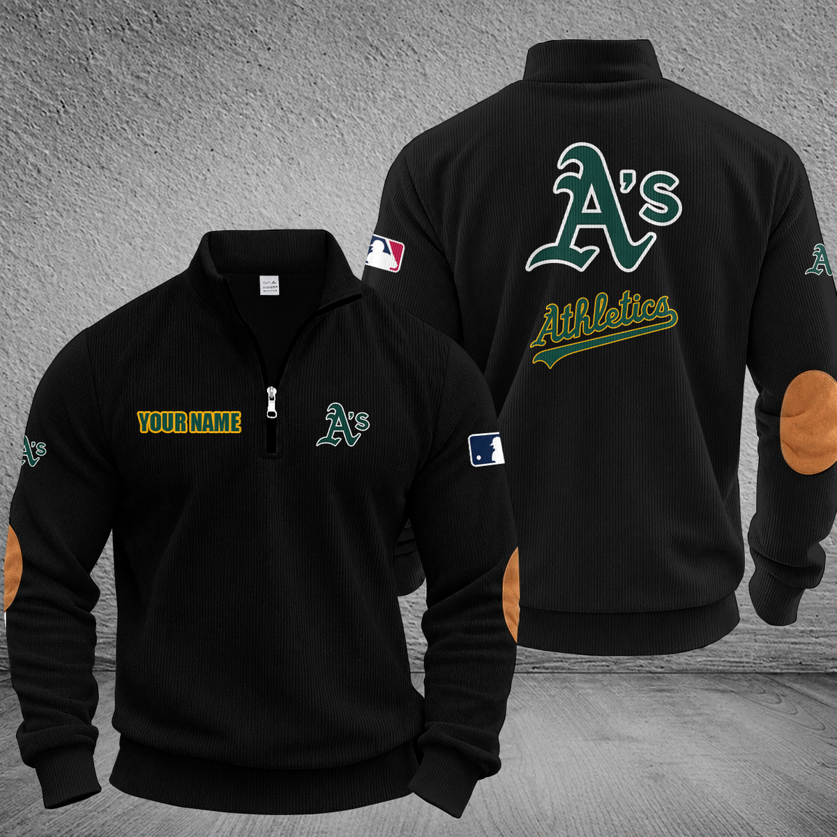 [FLASH SALE] NEW CUSTOMIZED MLB23 OAS OAKLAND ATHLETICS MULTICOLOR STRIPED QUATER ZIP SWEATSHIRT