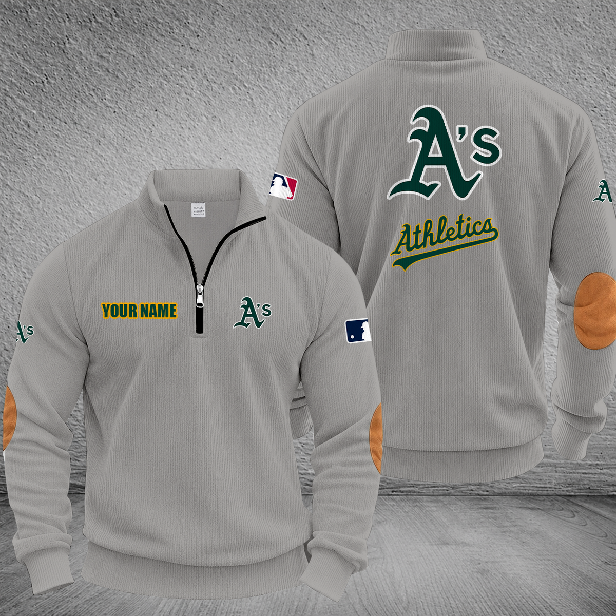 [FLASH SALE] NEW CUSTOMIZED MLB23 OAS OAKLAND ATHLETICS MULTICOLOR STRIPED QUATER ZIP SWEATSHIRT