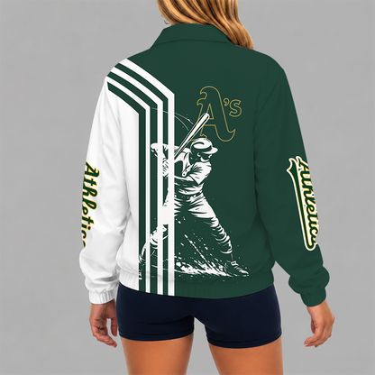 LIMITED EDITION - NEW CUSTOMIZED MLB23 OAS OAKLAND ATHLETICS V-NECK ZIPPER SWEATSHIRT JACKET