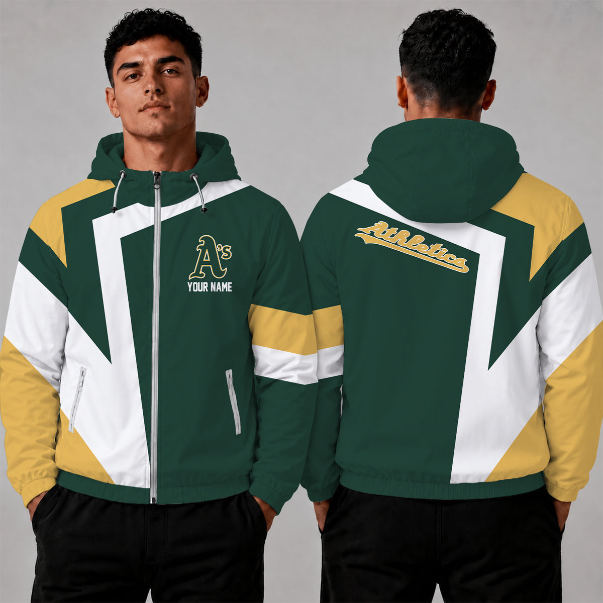 [FLASH SALE] NEW CUSTOMIZED MLB23 OAS OAKLAND ATHLETICS WINDBREAKER JACKET