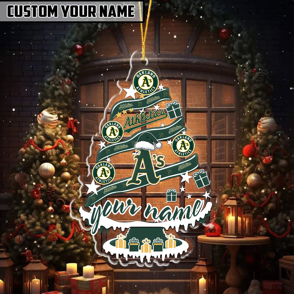 [FLASH SALE] NEW CUSTOMIZED MLB23 OAS OAKLAND ATHLETICS CHRISTMAS ACRYLIC ORNAMENT