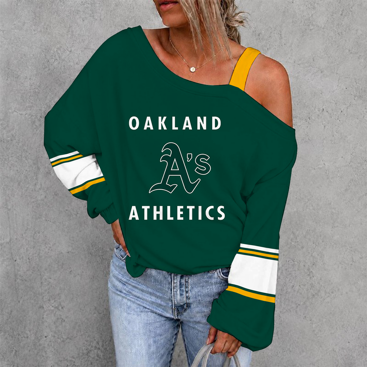 [FLASH SALE] NEW CUSTOMIZED MLB23 OAS OAKLAND ATHLETICS DROP SHOULDER SWEATSHIRT