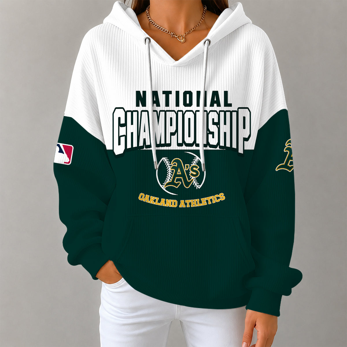 [FLASH SALE] NEW CUSTOMIZED MLB23 OAS OAKLAND ATHLETICS RIBBED HOODIE & SWEATSHIRT