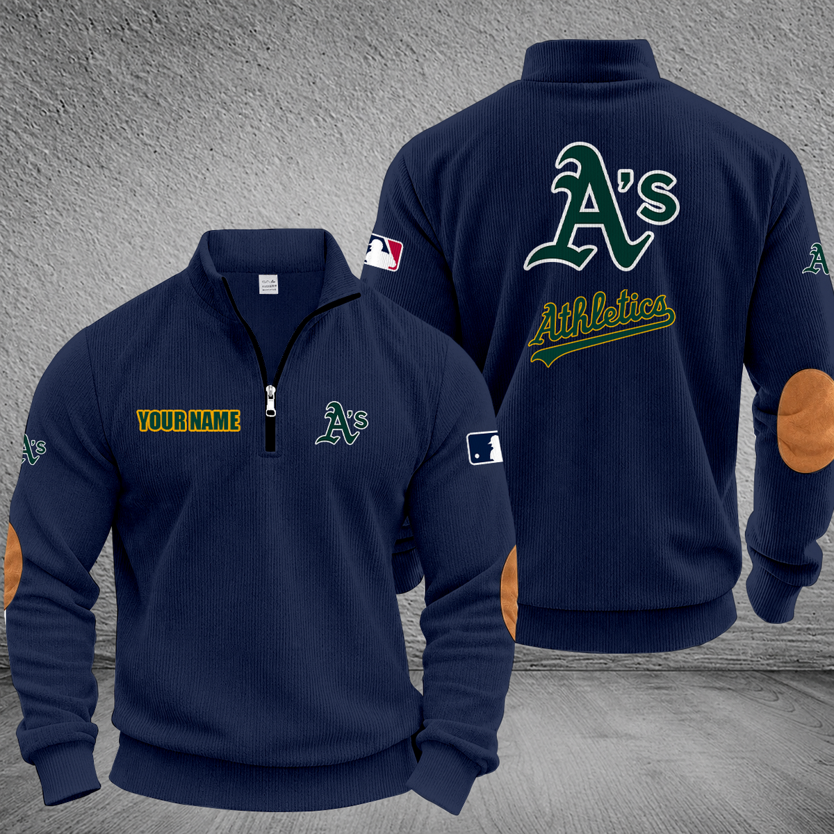 [FLASH SALE] NEW CUSTOMIZED MLB23 OAS OAKLAND ATHLETICS MULTICOLOR STRIPED QUATER ZIP SWEATSHIRT