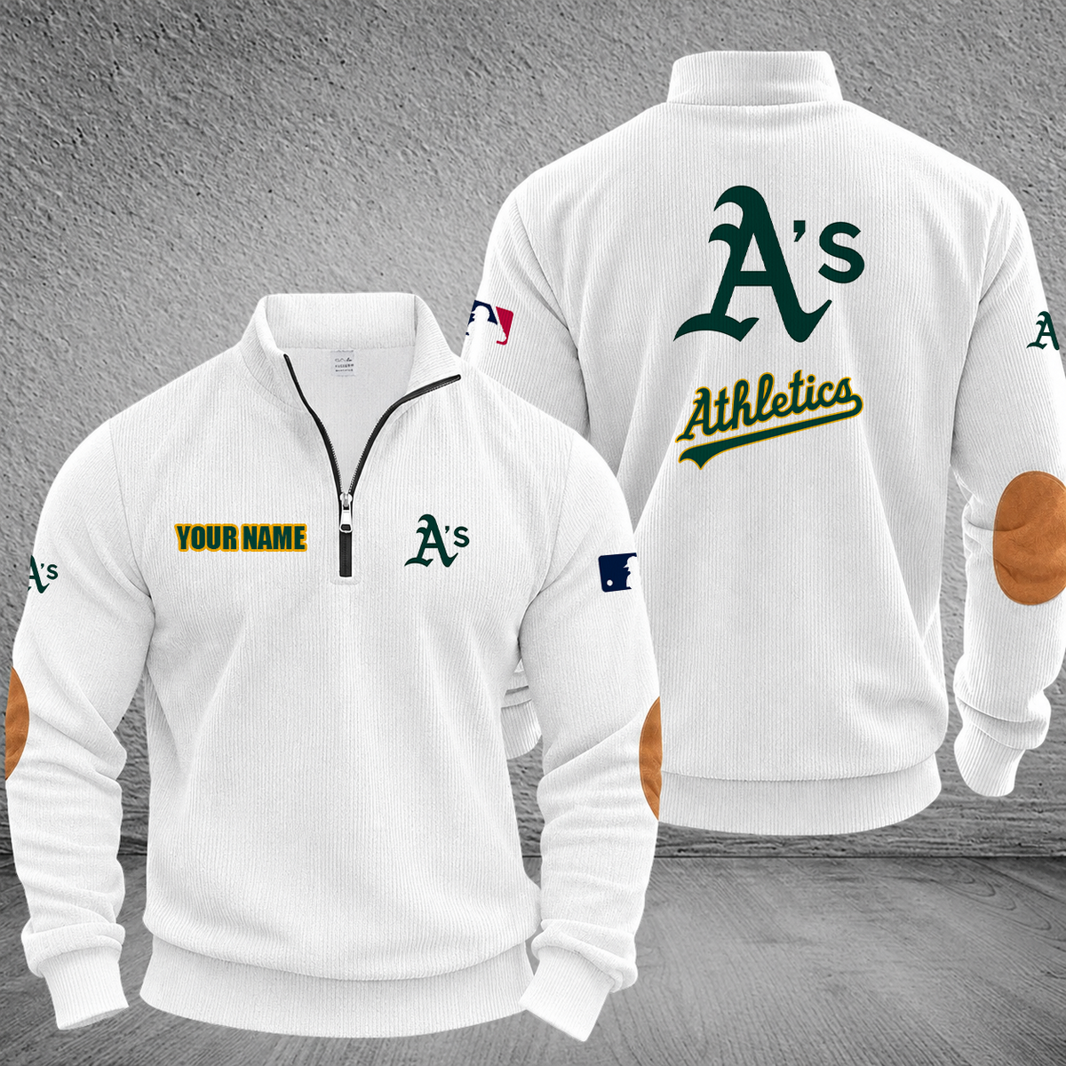 [FLASH SALE] NEW CUSTOMIZED MLB23 OAS OAKLAND ATHLETICS MULTICOLOR STRIPED QUATER ZIP SWEATSHIRT