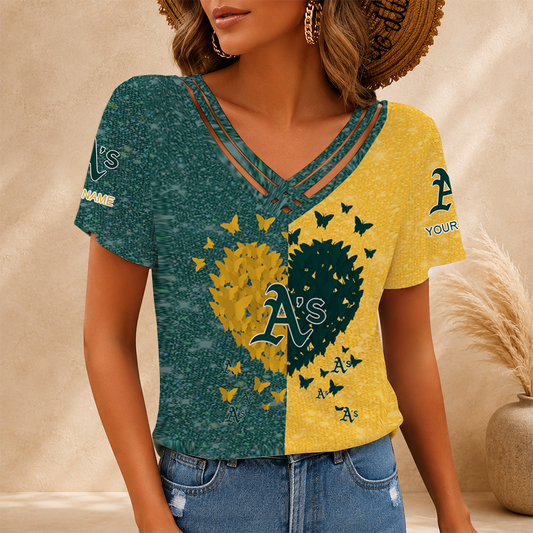 [FLASH SALE] NEW CUSTOMIZED MLB23 OAS OAKLAND ATHLETICS V-NECK SHIRT