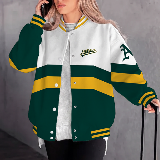 [FLASH SALE] NEW CUSTOMIZED MLB23 OAS OAKLAND ATHLETICS SATIN VARSITY & BASEBALL JACKET
