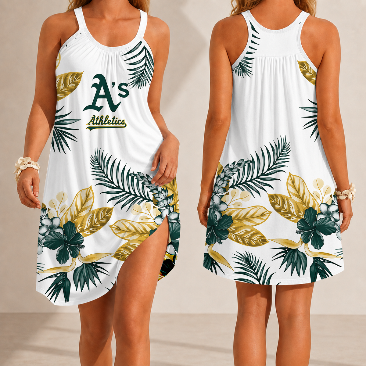 [FLASH SALE] NEW CUSTOMIZED MLB23 OAS OAKLAND ATHLETICS CAMISOLE DRESS