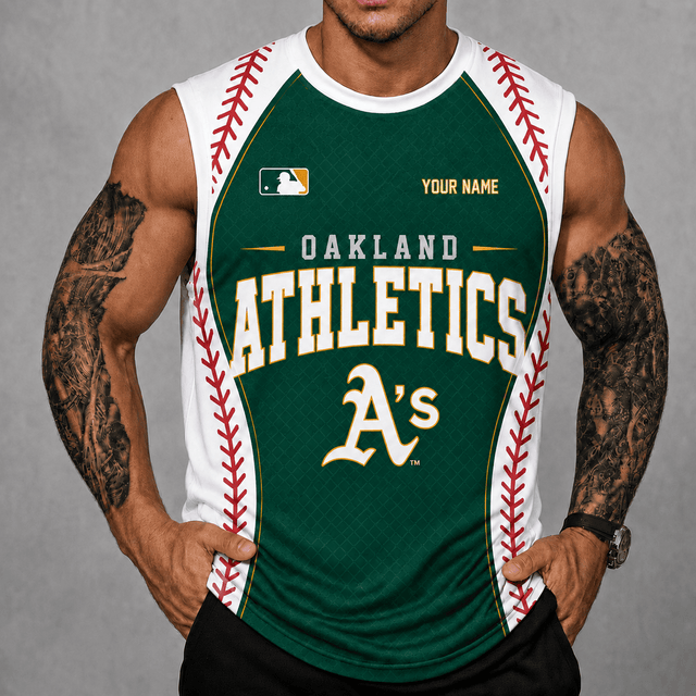 [FLASH SALE] NEW CUSTOMIZED MLB23 OAS OAKLAND ATHLETICS TANK TOP & GYM SHIRT