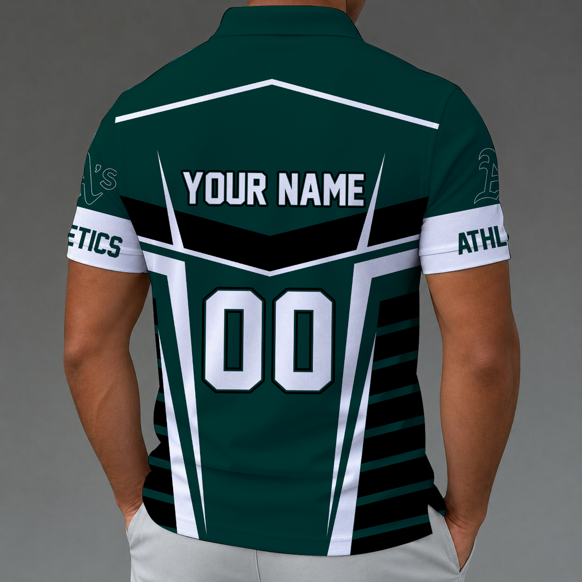 [FLASH SALE] NEW CUSTOMIZED MLB23 OAS OAKLAND ATHLETICS ZIP POLO SHIRT