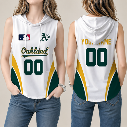 [FLASH SALE] NEW CUSTOMIZED MLB23 OAS OAKLAND ATHLETICS WOMEN'S SLEEVELESS HOODED POCKET TANK TOP