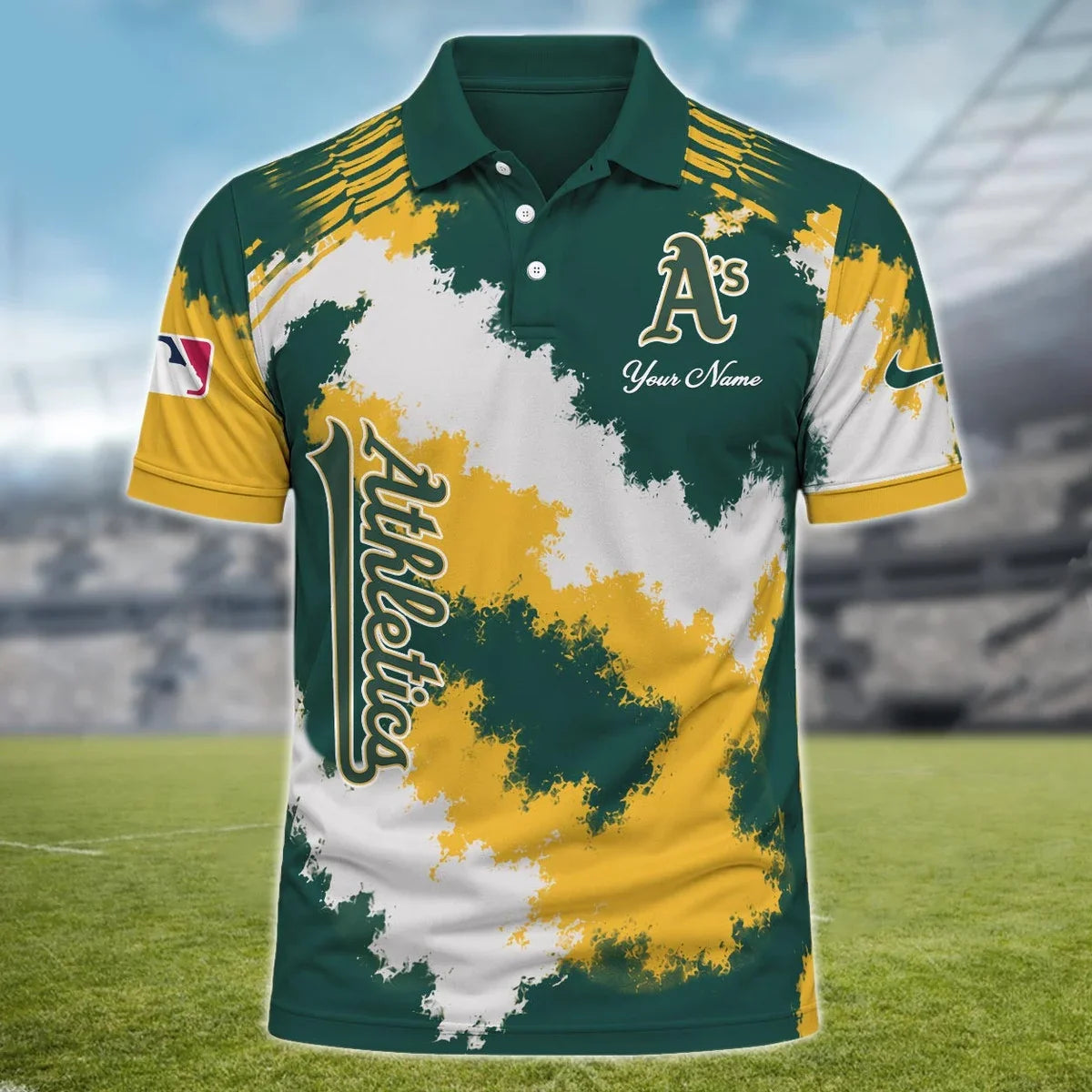 [FLASH SALE] NEW CUSTOMIZED MLB23 OAS OAKLAND ATHLETICS MULTICOLOR POLO SHIRT