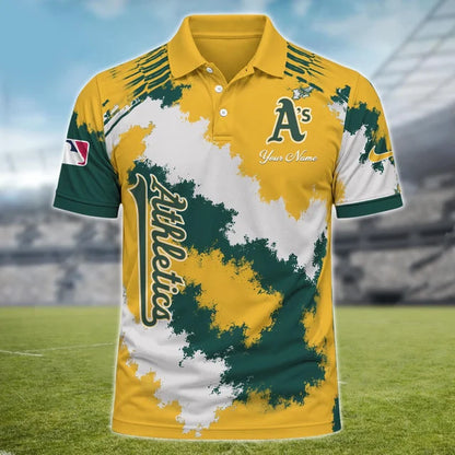 [FLASH SALE] NEW CUSTOMIZED MLB23 OAS OAKLAND ATHLETICS MULTICOLOR POLO SHIRT