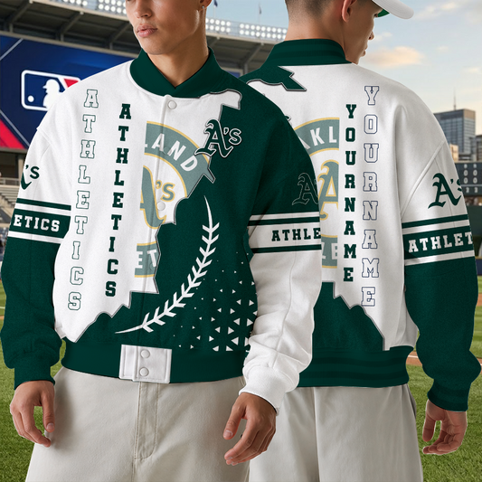 [FLASH SALE] NEW CUSTOMIZED MLB23 OAS OAKLAND ATHLETICS SATIN VARSITY & BASEBALL JACKET