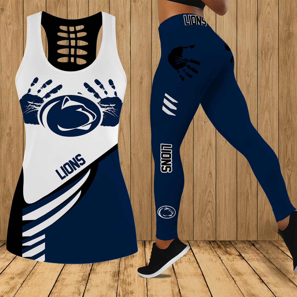 [FAN FAVORITE] NEW CUSTOMIZED NCAA FBS23 PNL PENN STATE NITTANY LIONS HOLLOW TANK TOP & LEGGINGS SET