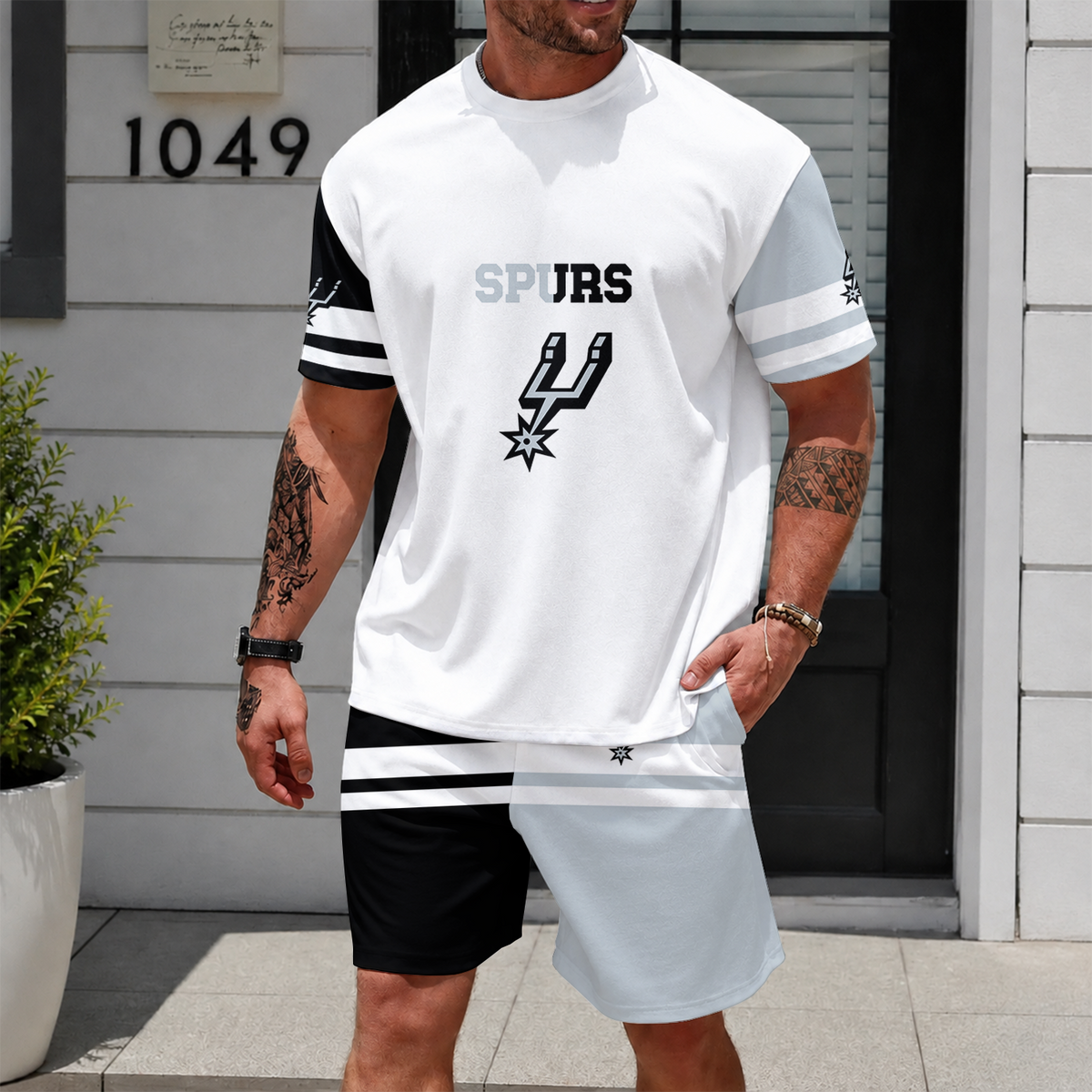 [HOT DEAL] NEW CUSTOMIZED NBA23 SAS SAN ANTONIO SPURS UNISEX T-SHIRT & SHORTS SET