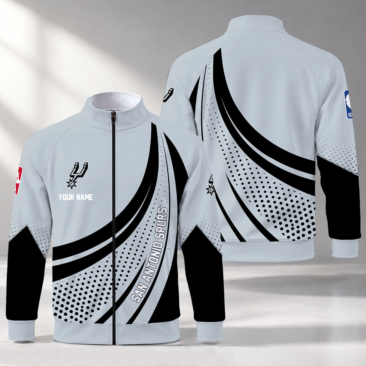 [HOT DEAL] NEW CUSTOMIZED NBA23 SAS SAN ANTONIO SPURS STAND COLLAR JACKET