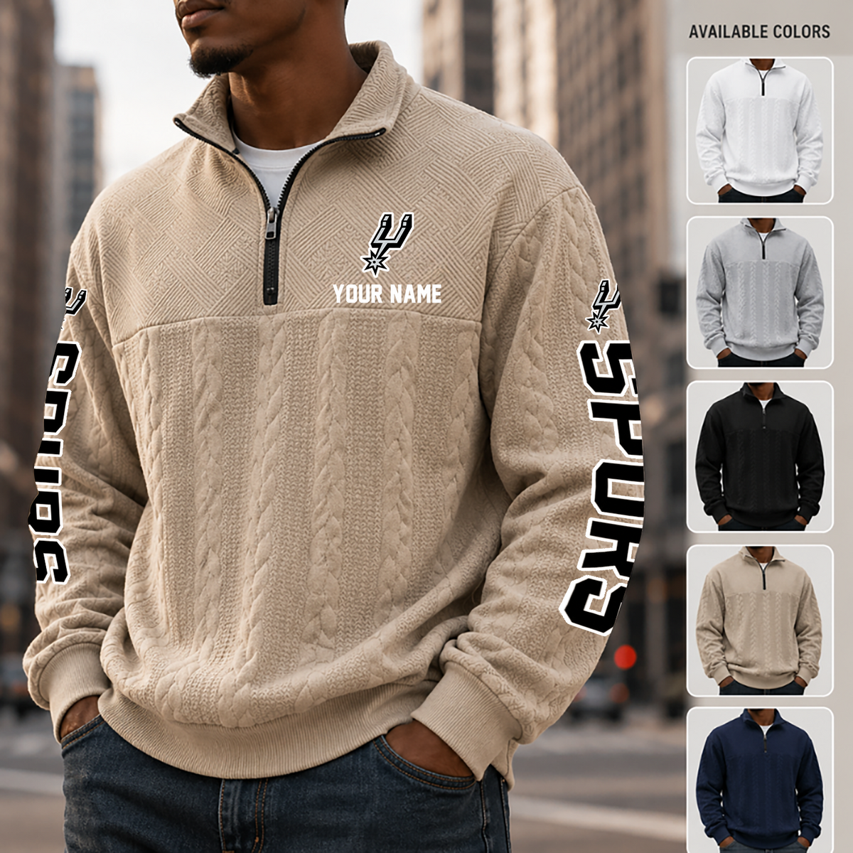 [HOT DEAL] NEW CUSTOMIZED NBA23 SAS SAN ANTONIO SPURS MULTICOLOR QUARTER-ZIP SWEATSHIRT