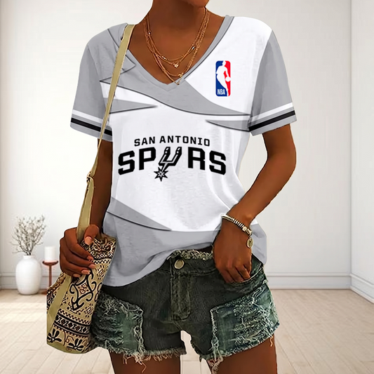 [HOT DEAL] NEW CUSTOMIZED NBA23 SAS SAN ANTONIO SPURS V-NECK FEMALE SHIRT