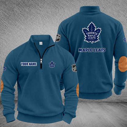 [SUPER SALE] NEW CUSTOMIZED NHL23 TML TORONTO MAPLE LEAFS MULTICOLOR STRIPED QUATER ZIP SWEATSHIRT