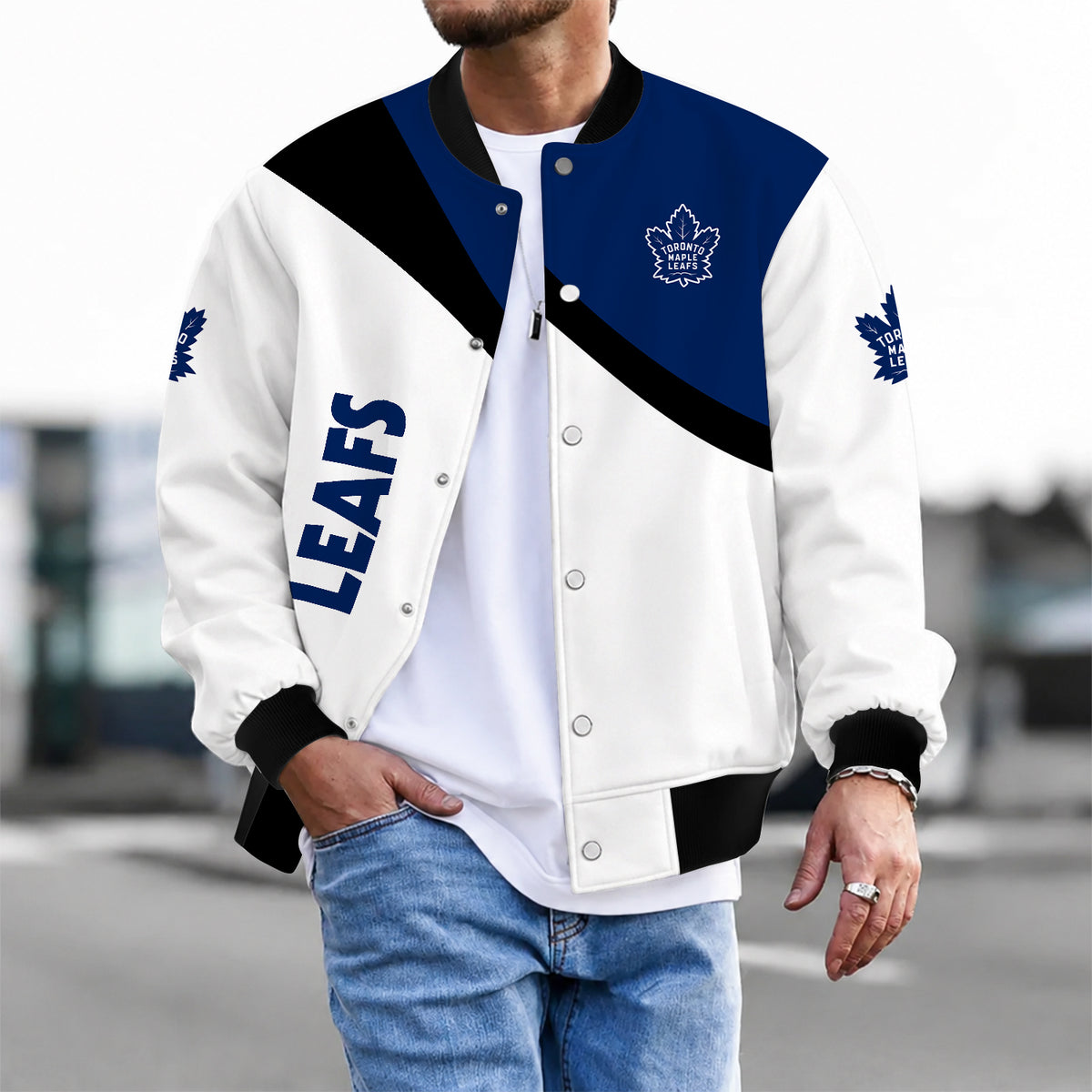 [SUPER SALE] NEW CUSTOMIZED NHL23 TML TORONTO MAPLE LEAFS SATIN VARSITY JACKET & BASEBALL JACKET