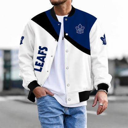 [SUPER SALE] NEW CUSTOMIZED NHL23 TML TORONTO MAPLE LEAFS SATIN VARSITY JACKET & BASEBALL JACKET