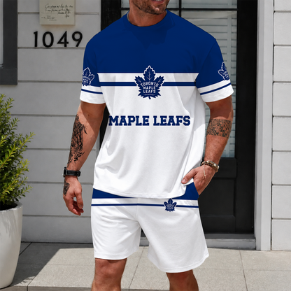 [SUPER SALE] NEW CUSTOMIZED NHL23 TML TORONTO MAPLE LEAFS UNISEX T-SHIRT & SHORTS SET