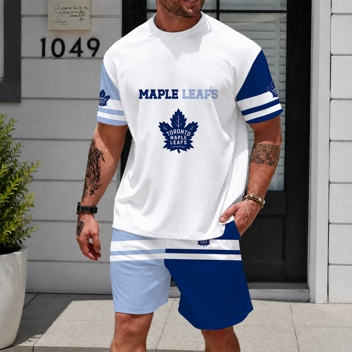 [SUPER SALE] NEW CUSTOMIZED NHL23 TML TORONTO MAPLE LEAFS UNISEX T-SHIRT & SHORTS SET