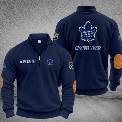 [SUPER SALE] NEW CUSTOMIZED NHL23 TML TORONTO MAPLE LEAFS MULTICOLOR STRIPED QUATER ZIP SWEATSHIRT