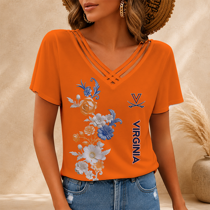 [FAN FAVORITE] NEW CUSTOMIZED NCAA MAM23 VIC VIRGINIA CAVALIERS V-NECK SHIRT
