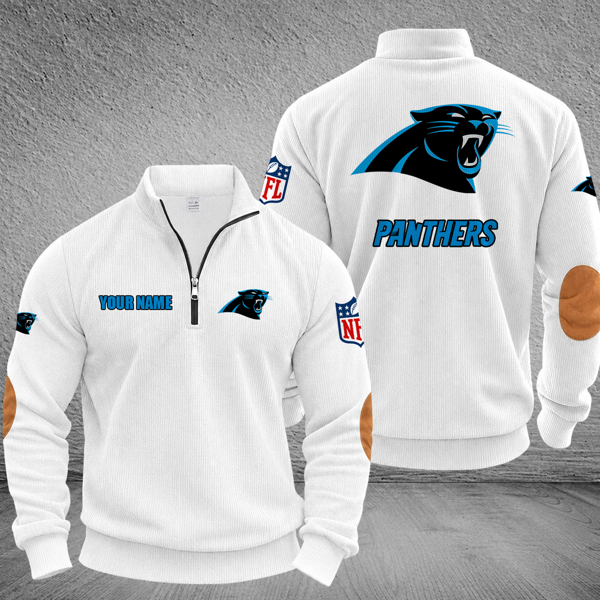 [SPECIAL OFFER] NEW CUSTOMIZED NFL23 CLP CAROLINA PANTHERS MULTICOLOR STRIPED QUATER ZIP SWEATSHIRT